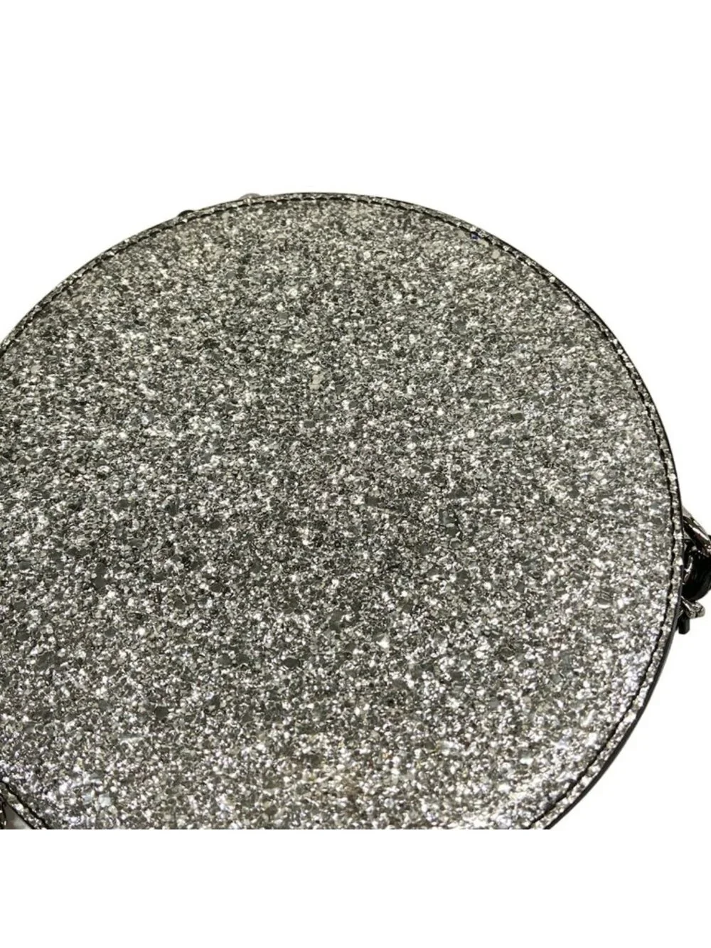 Chanel Shoulder Bag Silver Black 2-Way Chain Round Leather